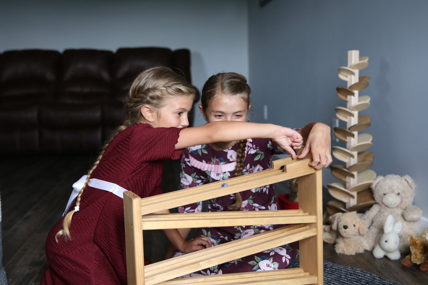 Wooden Marble Roller Racetrack Toy - Child-Safe Finish - Chickadees Wooden Toys