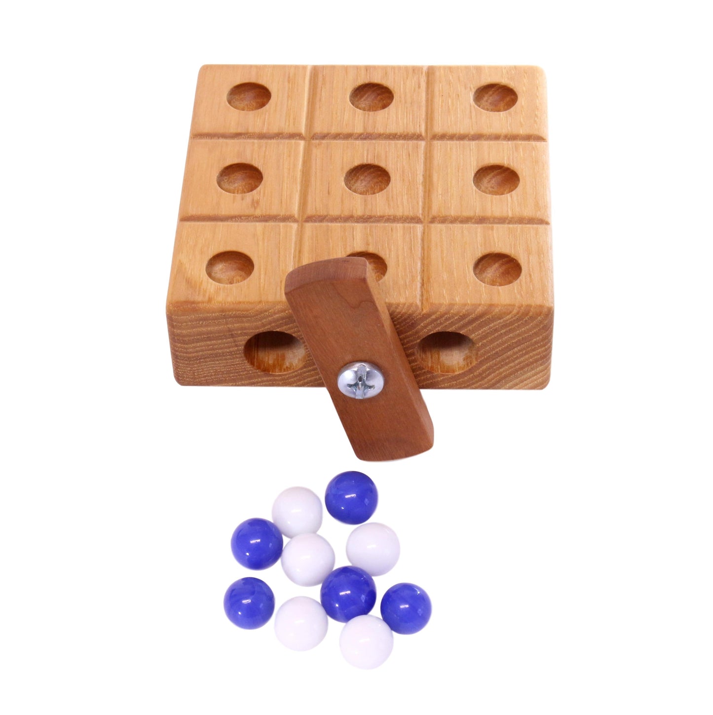 Wooden Marble Tic Tac Toe Game with Built-in Storage for Marbles - Chickadees Wooden Toys