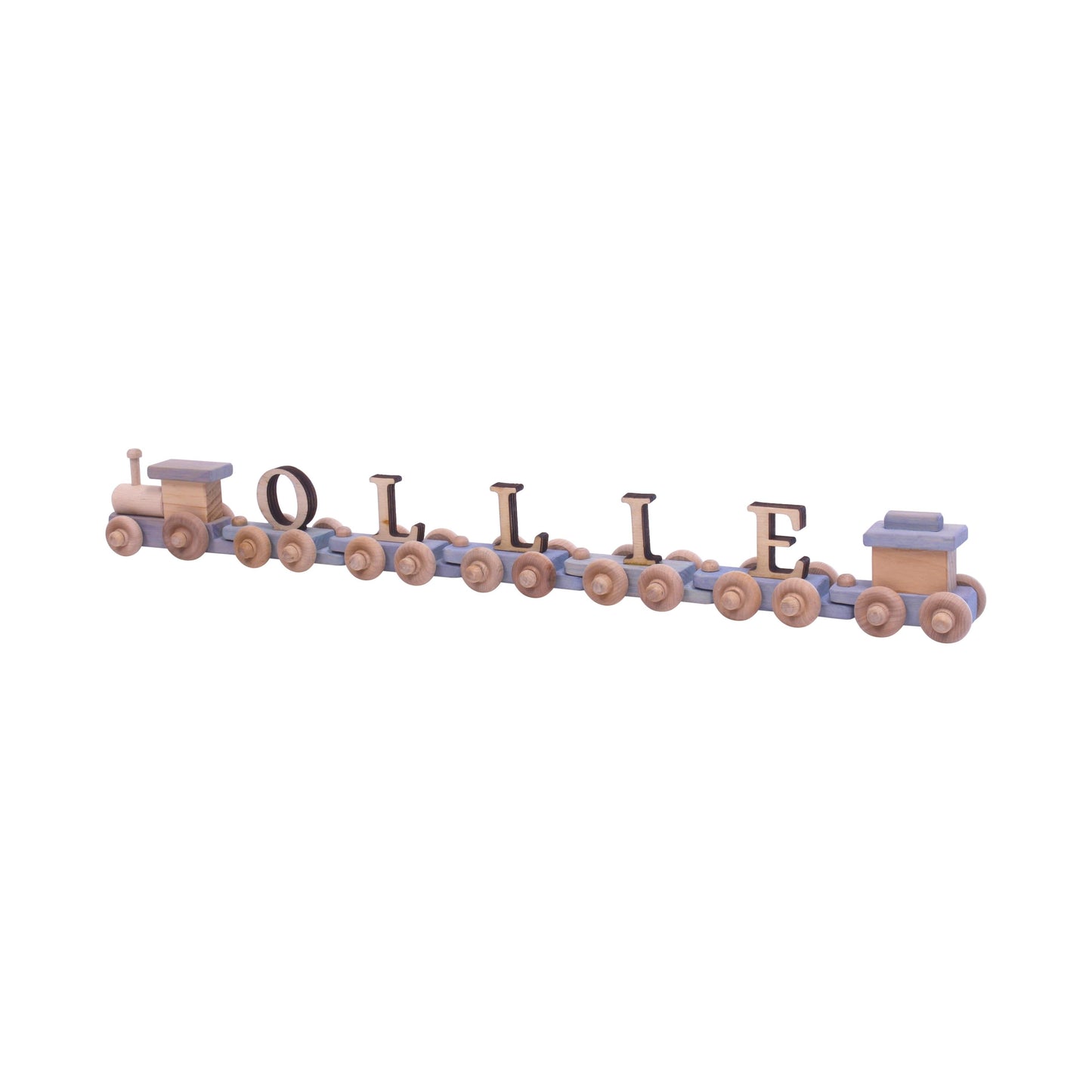 AmishToyBox.com Wooden Name Train Toy, Custom ABC Letter Train, Amish-Made - Chickadees Wooden Toys