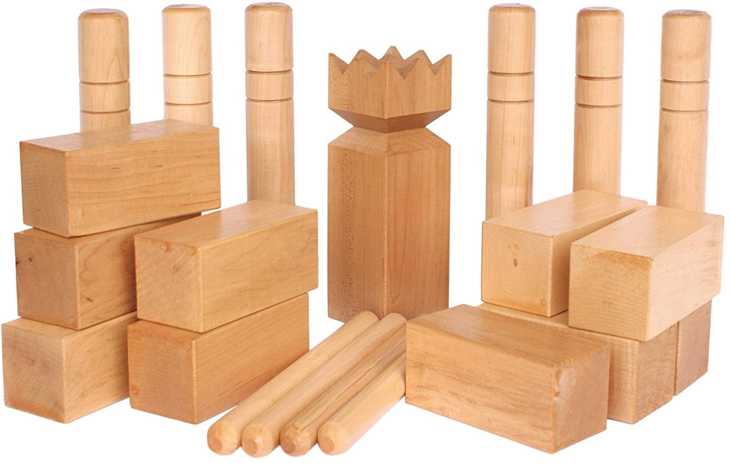 Amish-Made Deluxe Maple Hardwood Kubb Game with Clear Protective Finish, Regulation Size - Chickadees Wooden Toys