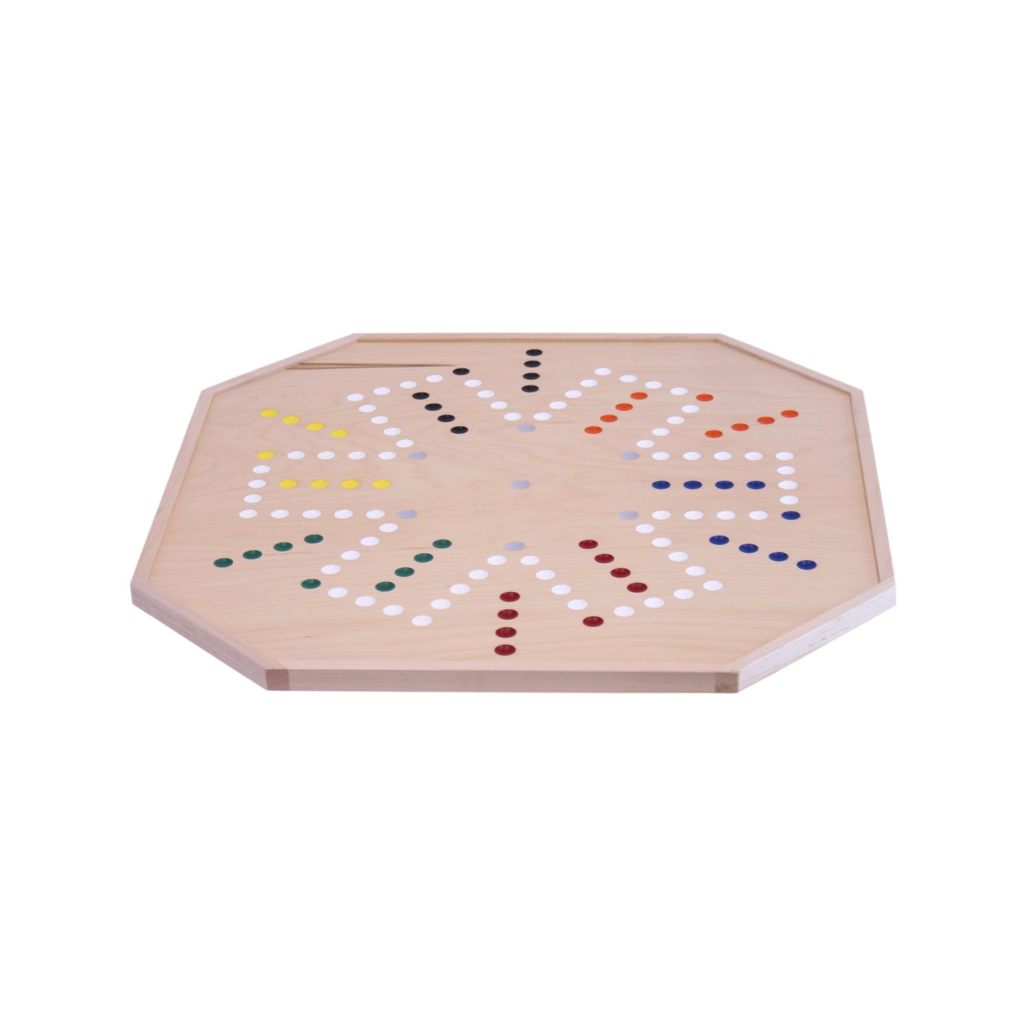 Aggravation and Chinese Checkers Combo Game Board Set - 25" Wide - Maple Wood - with Large 1" Marbles and Dice - Chickadees Wooden Toys