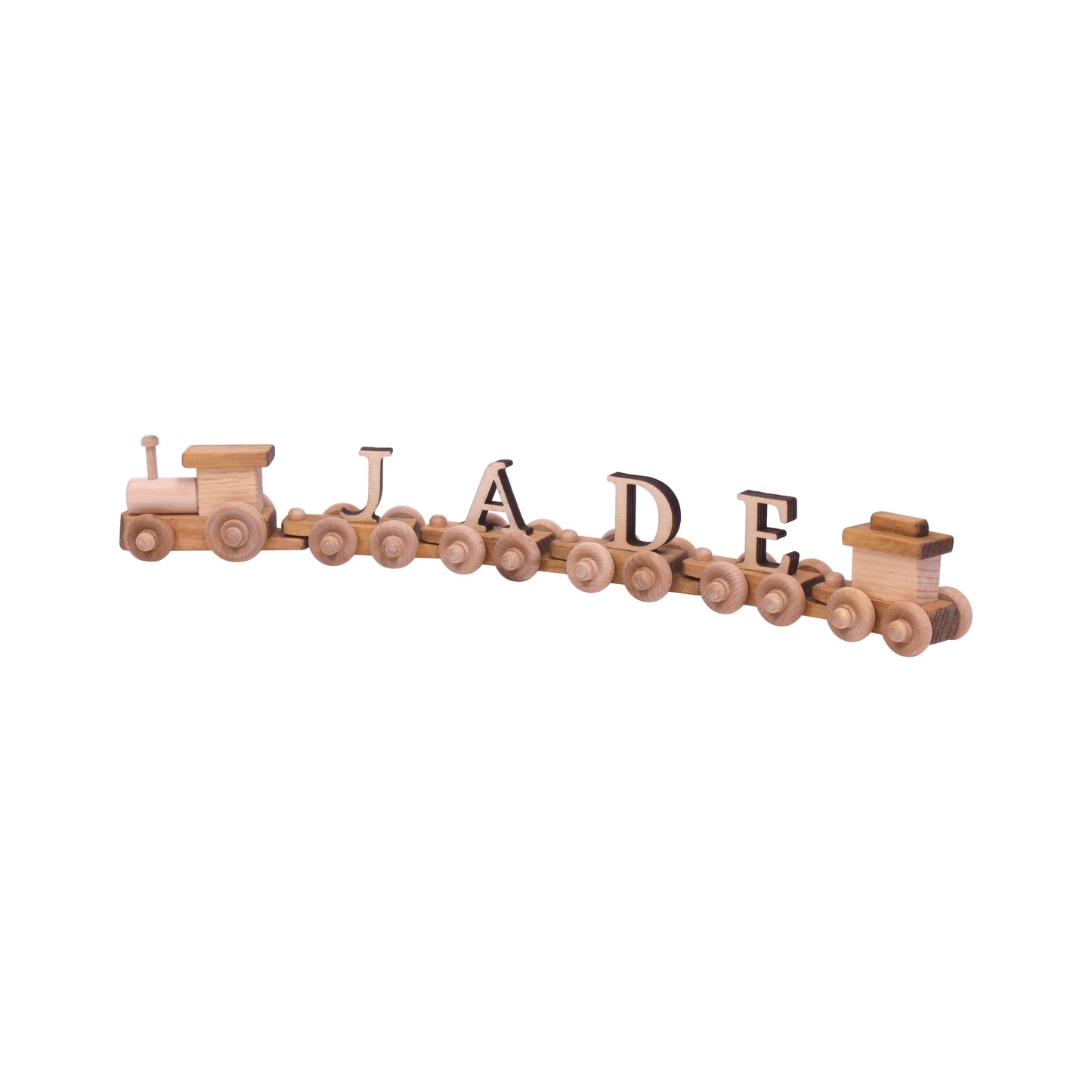 AmishToyBox.com Wooden Name Train Toy, Custom ABC Letter Train, Amish-Made - Chickadees Wooden Toys