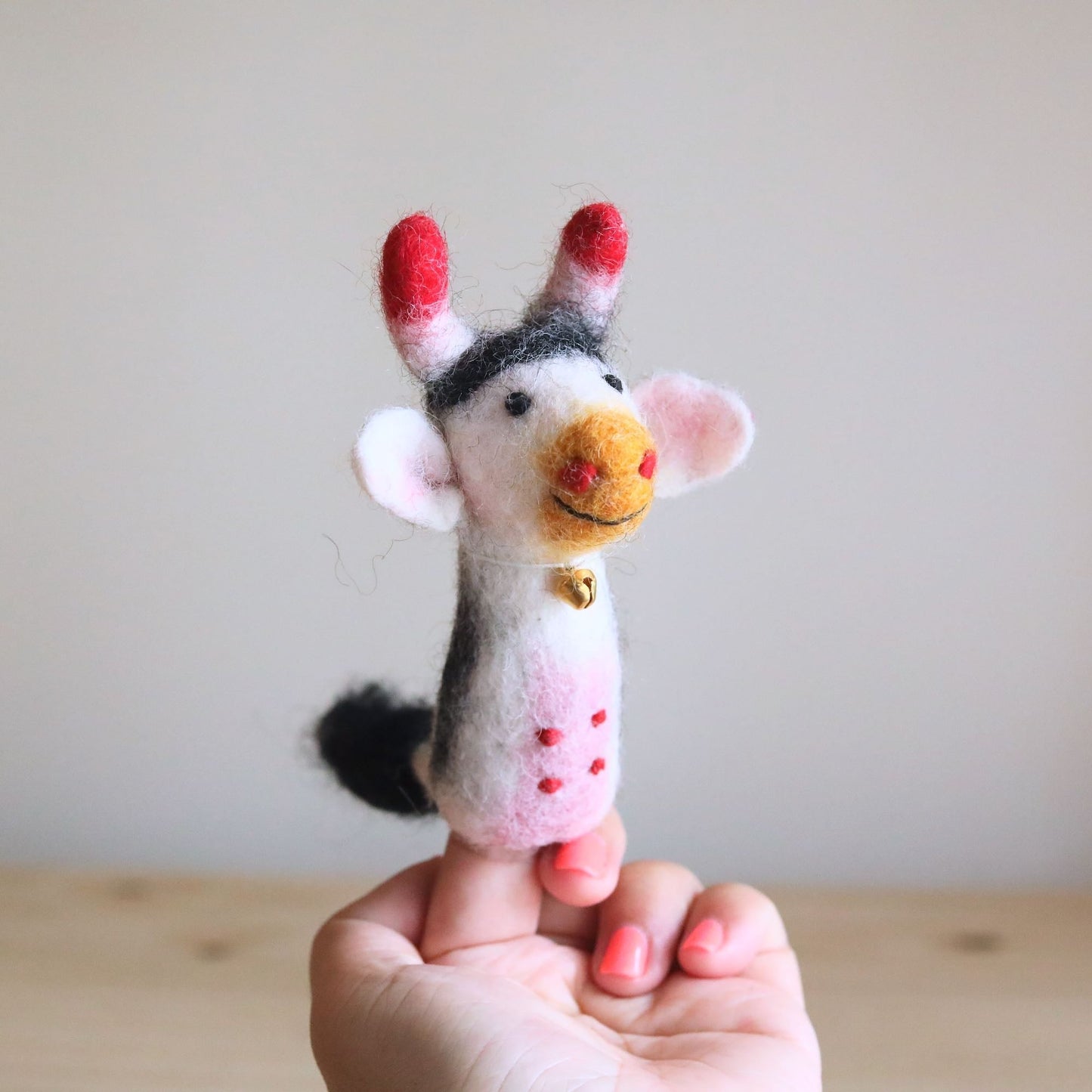Milk Cow Finger Puppet - Chickadees Wooden Toys