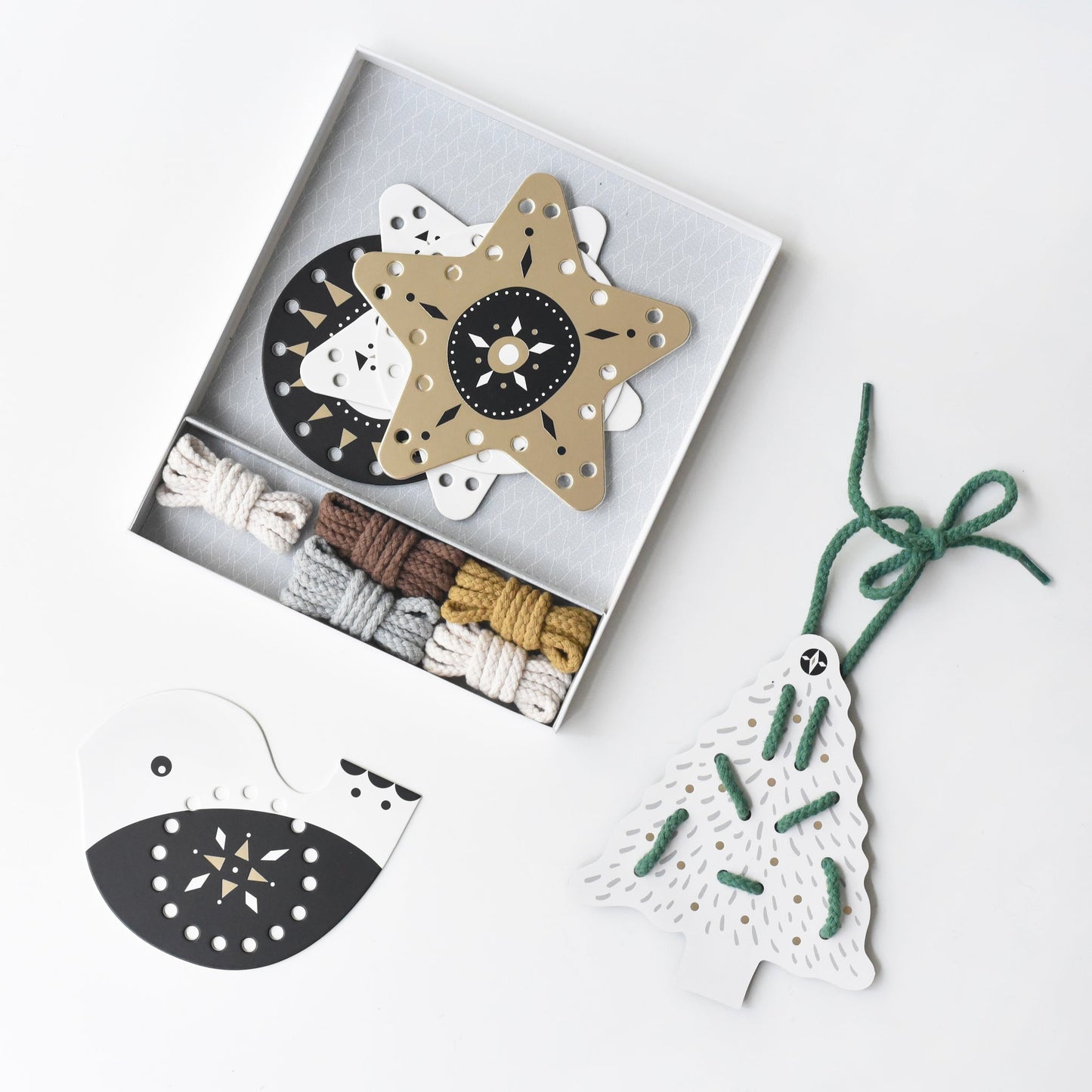 Festive Fun Lacing Ornaments - Chickadees Wooden Toys