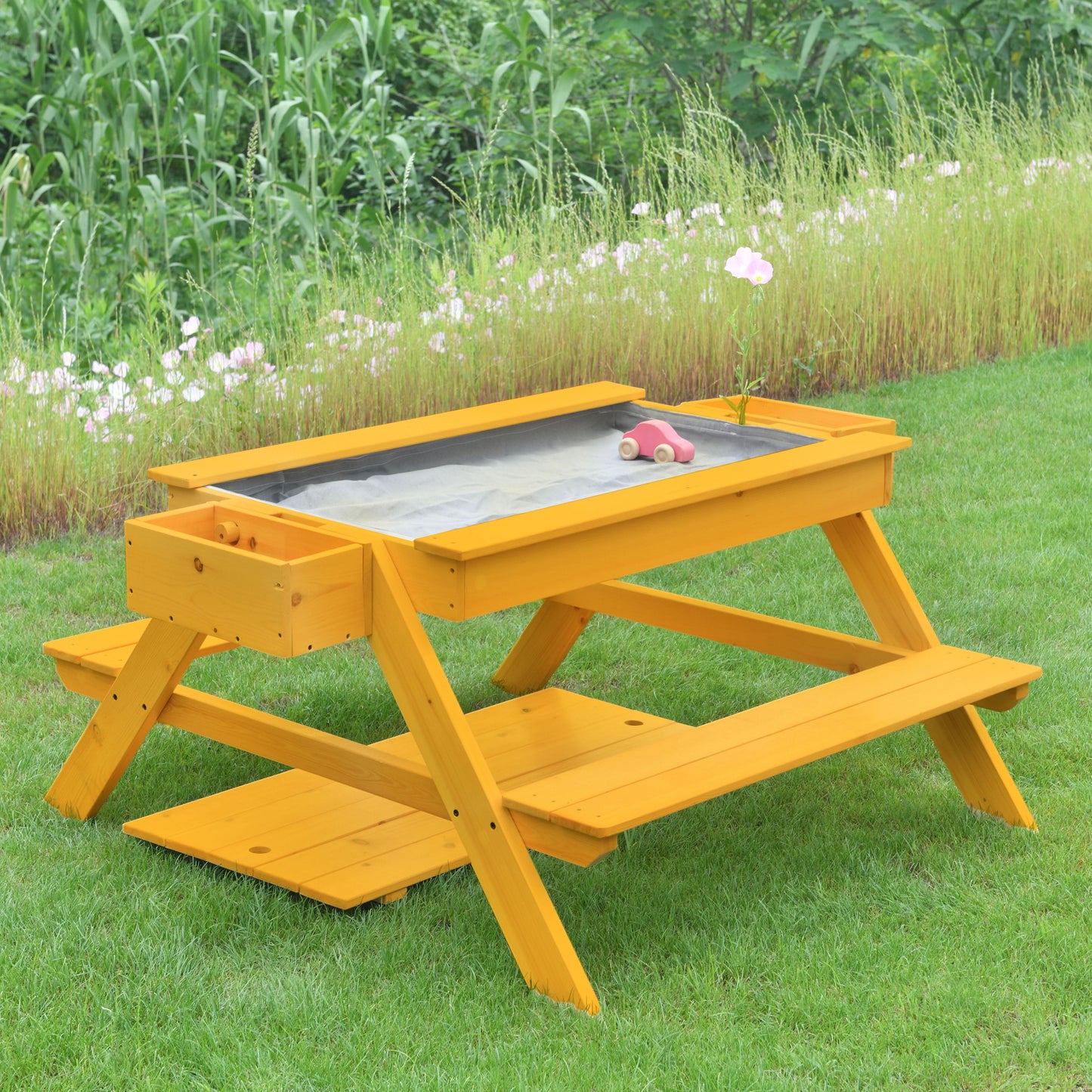 Mojave Outdoor Picnic & Sand Table Playset | 2-in-1 Wooden Activity Table for Kids - Chickadees Wooden Toys