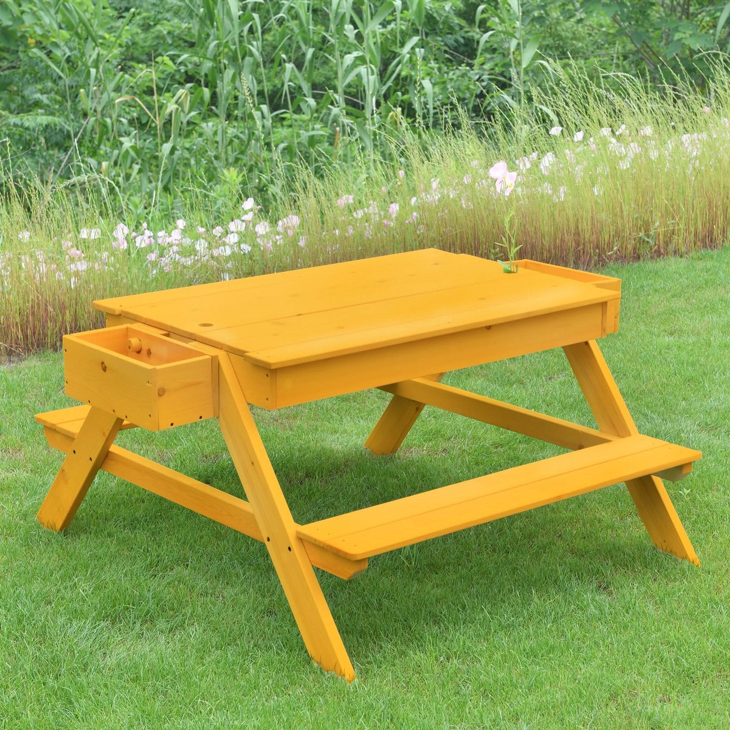Mojave Outdoor Picnic & Sand Table Playset | 2-in-1 Wooden Activity Table for Kids - Chickadees Wooden Toys