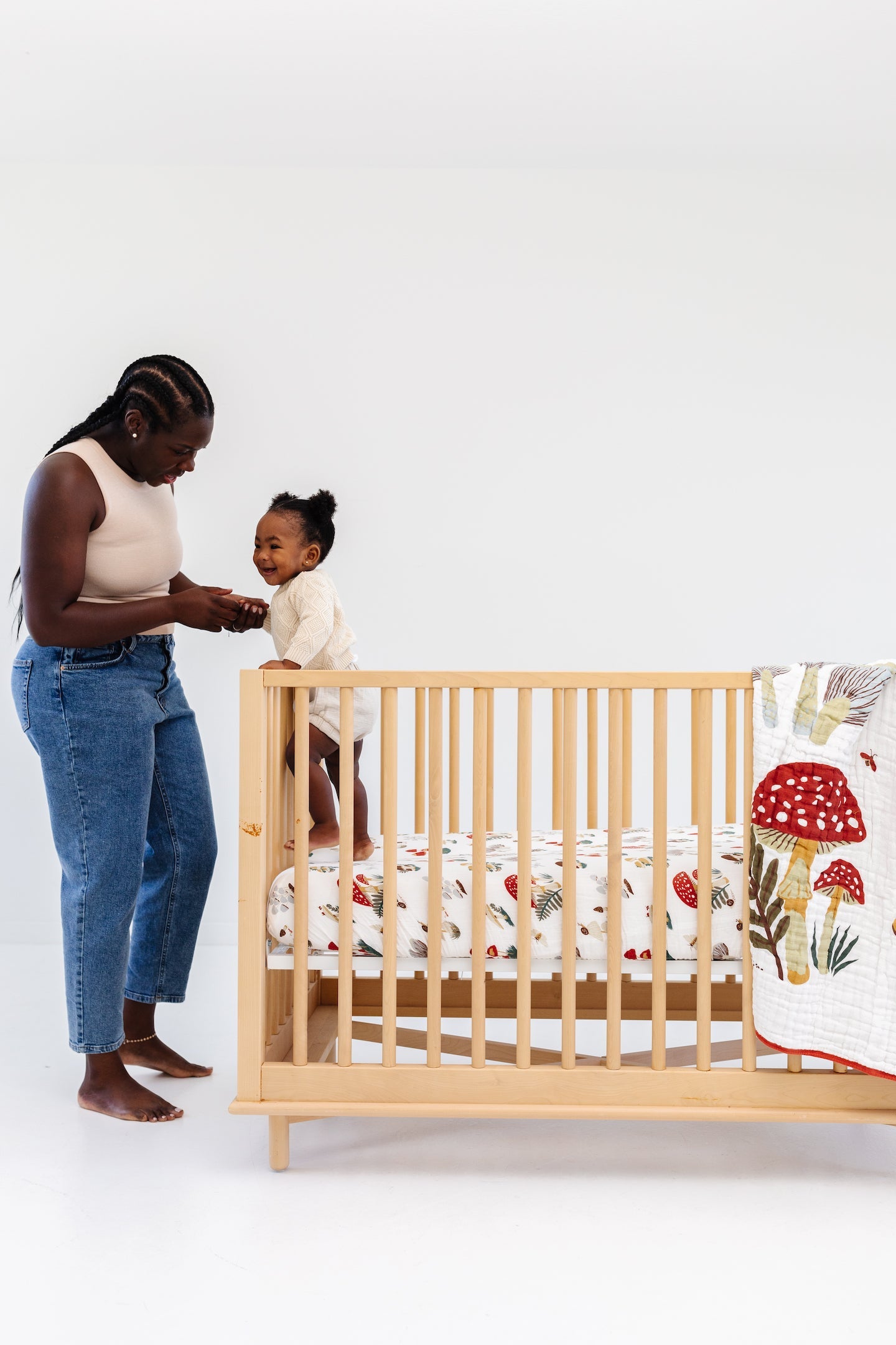 Mushroom Crib Sheet - Chickadees Wooden Toys