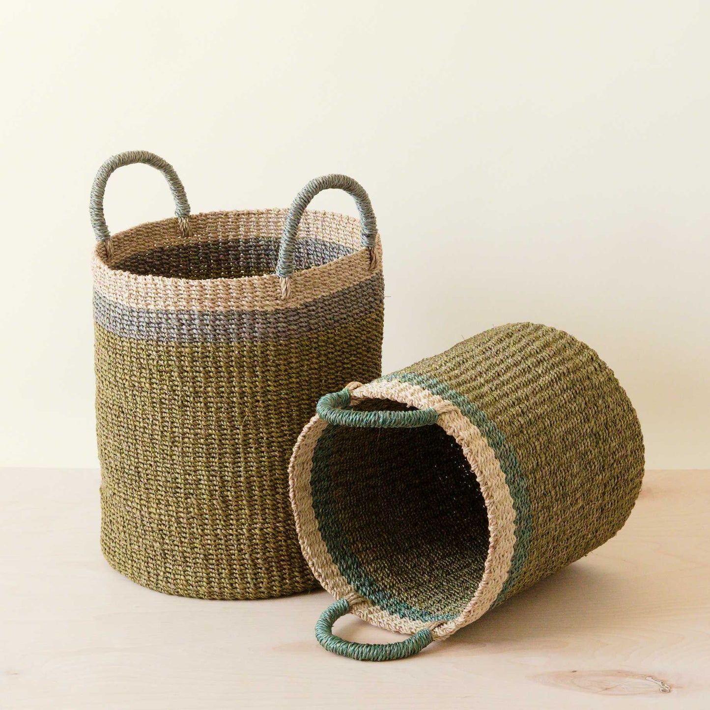 Olive Baskets with Handle, set of 2 - Natural Baskets | LIKHÂ - Chickadees Wooden Toys