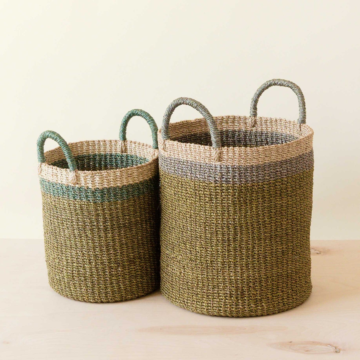 Olive Baskets with Handle, set of 2 - Natural Baskets | LIKHÂ - Chickadees Wooden Toys