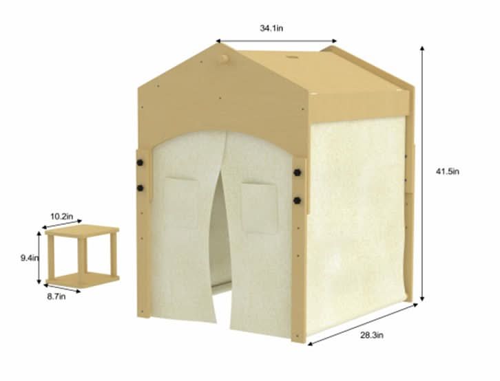 Ash Adjustable Wooden Learning Tent with Kids Desk & Chair – 2-in-1 Play & Study Station - Chickadees Wooden Toys