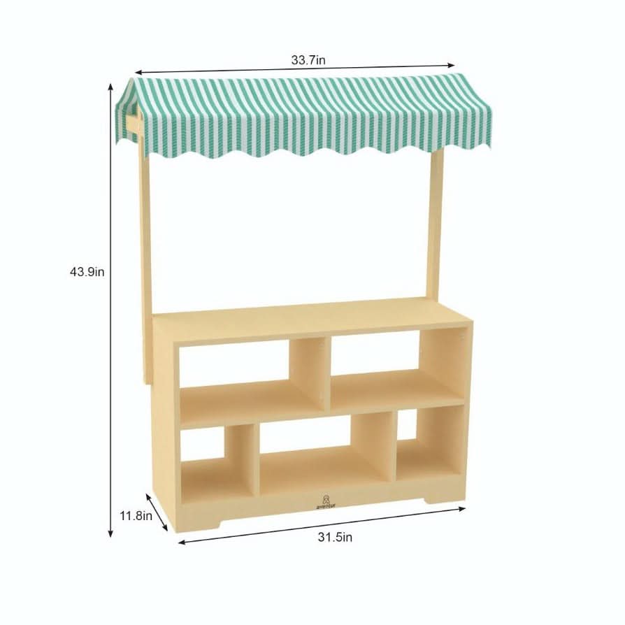 Holly Wooden Market Stand – Kids’ Pretend Play Shop & Display Shelf - Chickadees Wooden Toys
