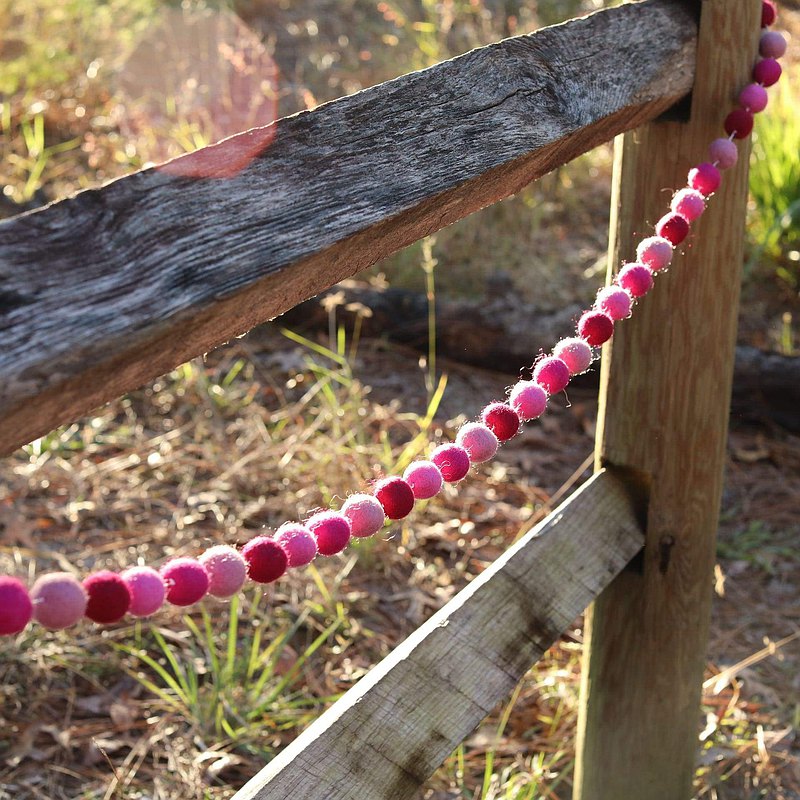 Pink Felt Ball Garland - Chickadees Wooden Toys