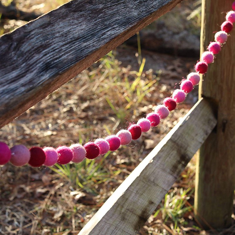 Pink Felt Ball Garland - Chickadees Wooden Toys
