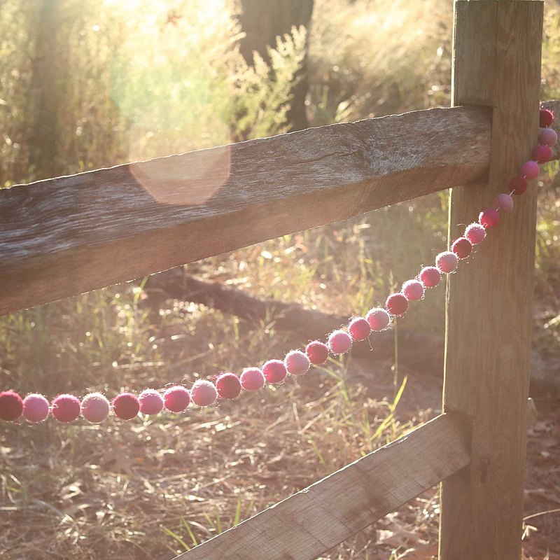 Pink Felt Ball Garland - Chickadees Wooden Toys