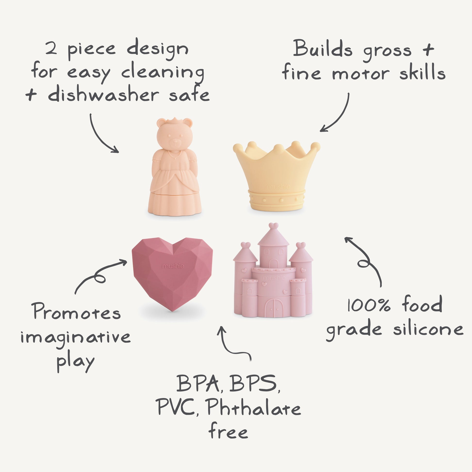 Princess Mold Free Bath Play Set - Chickadees Wooden Toys