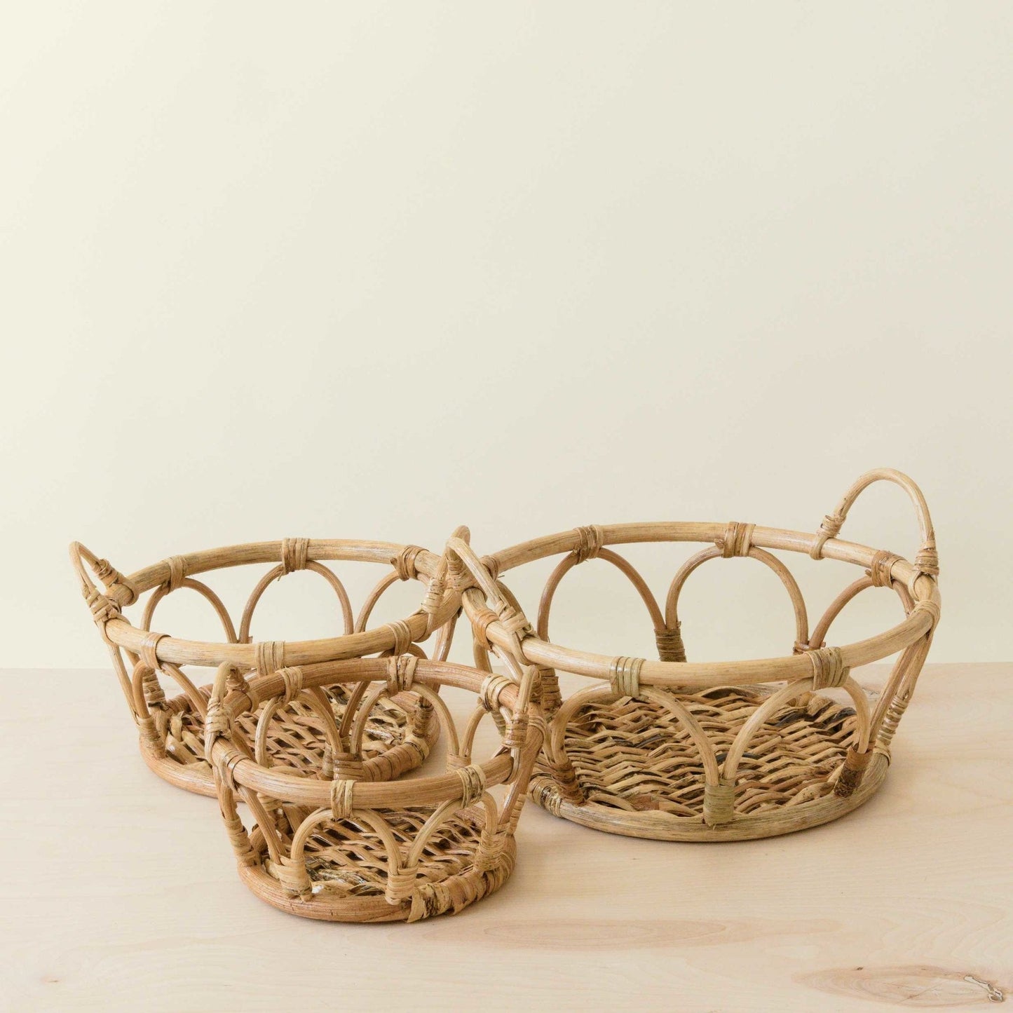 Rattan Fruit Basket - Wicker Table Basket set of 3 | LIKHÂ - Chickadees Wooden Toys