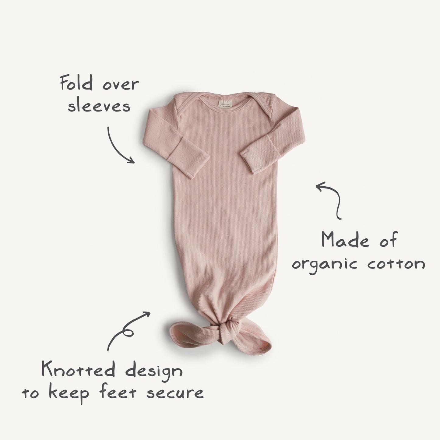 Ribbed Knotted Baby Gown + Beanie Set - Chickadees Wooden Toys