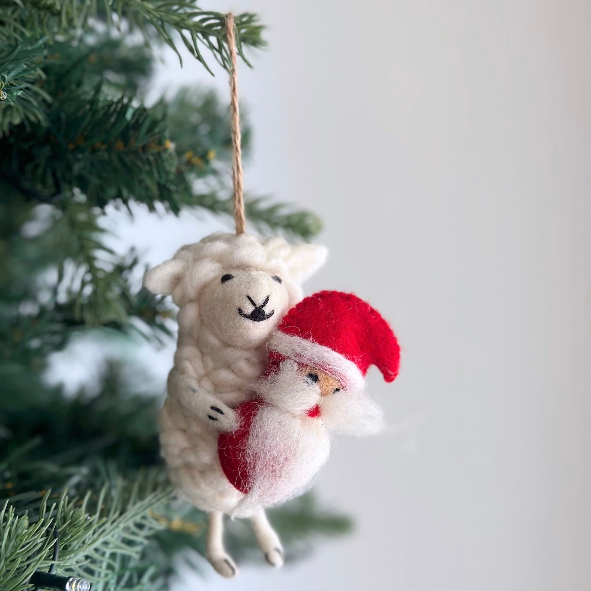 Santa's Little Helper Sheep Ornament - Chickadees Wooden Toys