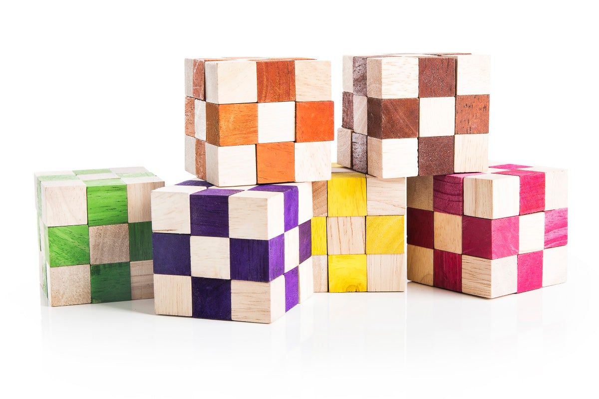 6 Snake Cube - Color Variety Set - Same Configuration - Chickadees Wooden Toys