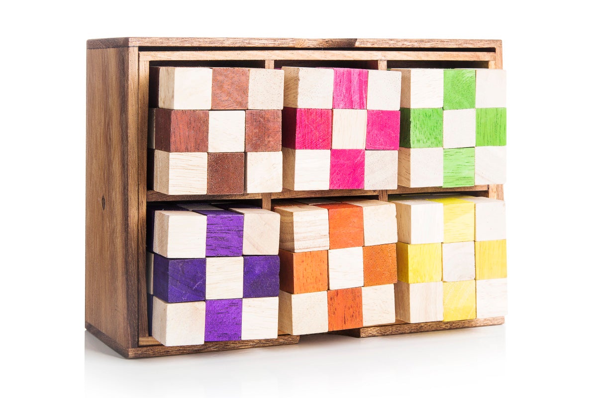 6 Snake Cube - Color Variety Set - Same Configuration - Chickadees Wooden Toys