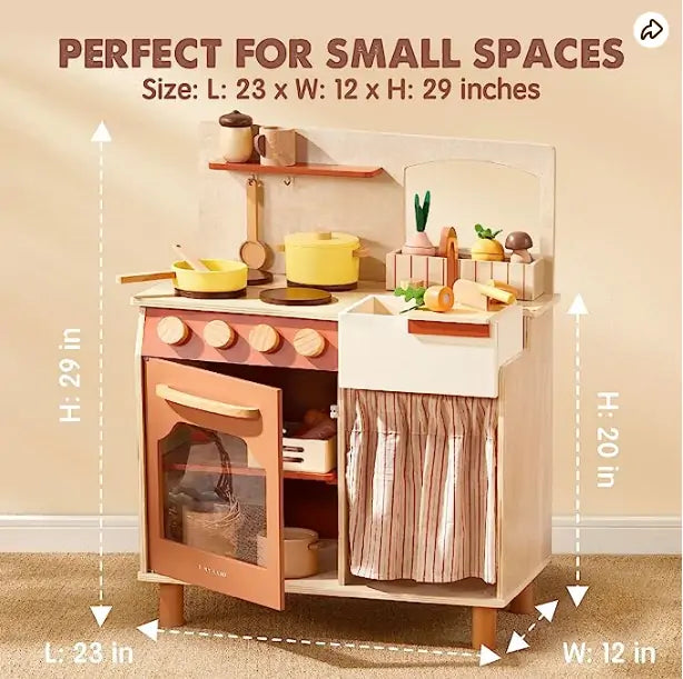 Tiny Land® Cubby Kitchenette - Natural - Chickadees Wooden Toys