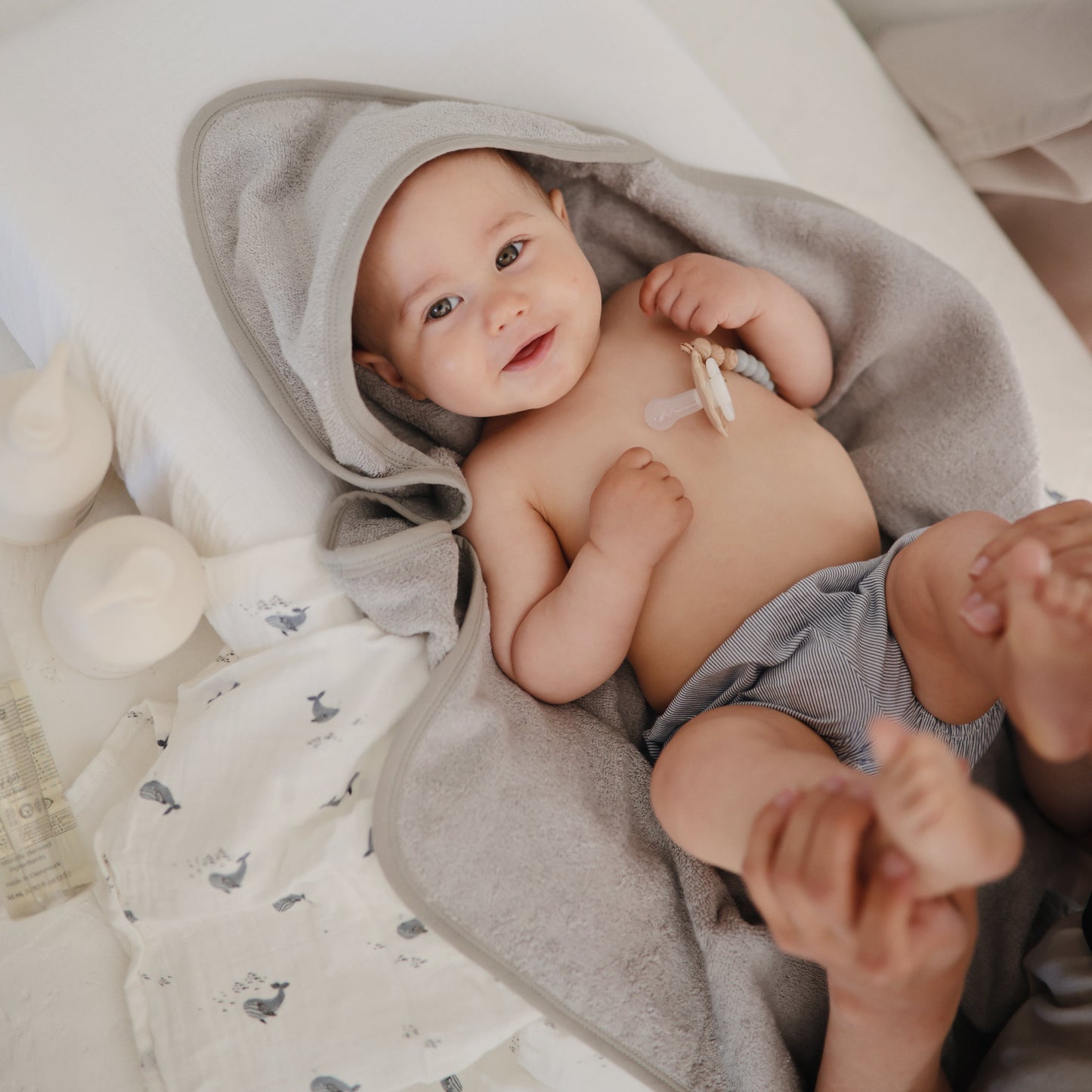 Organic Cotton Baby Hooded Towel - Chickadees Wooden Toys
