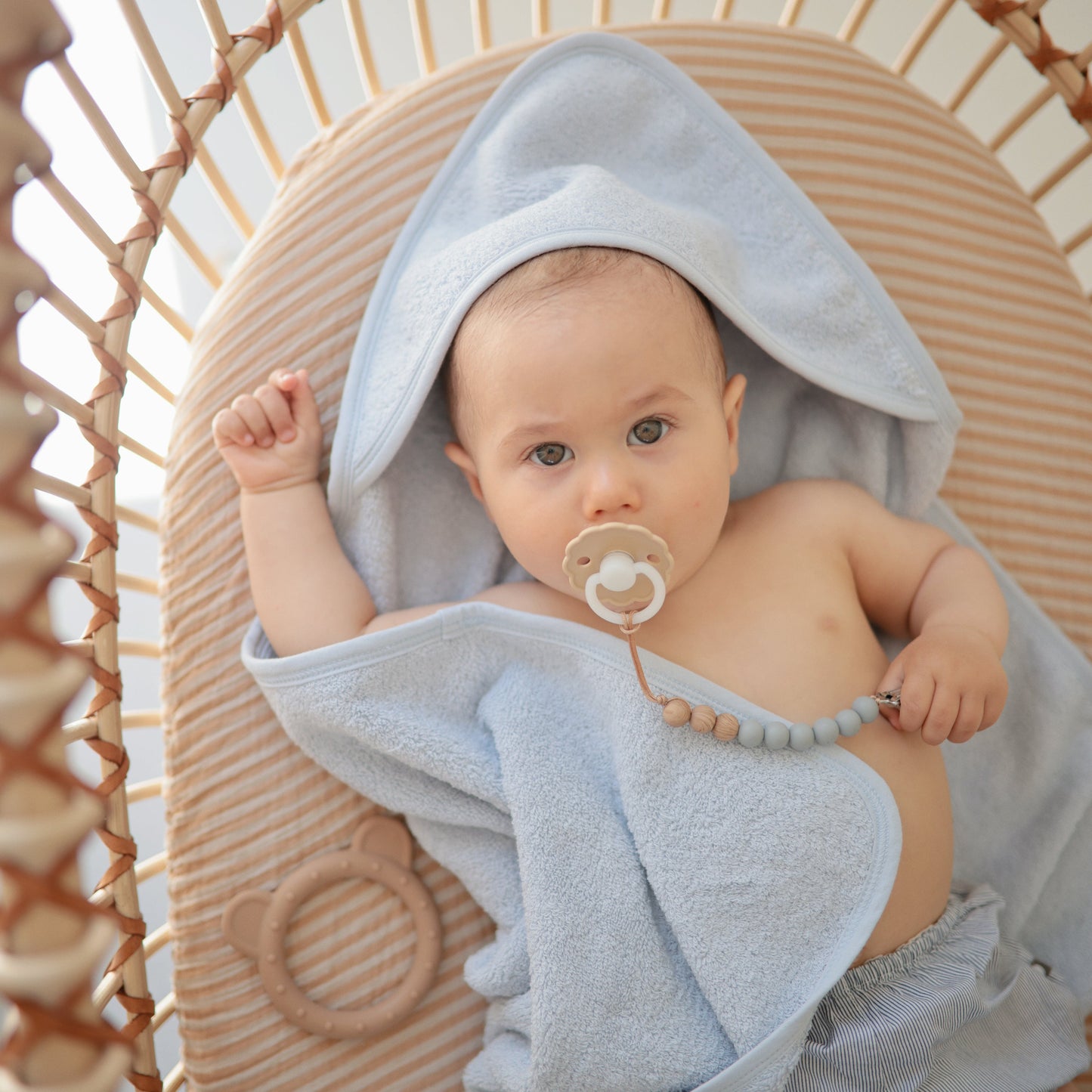 Organic Cotton Baby Hooded Towel - Chickadees Wooden Toys