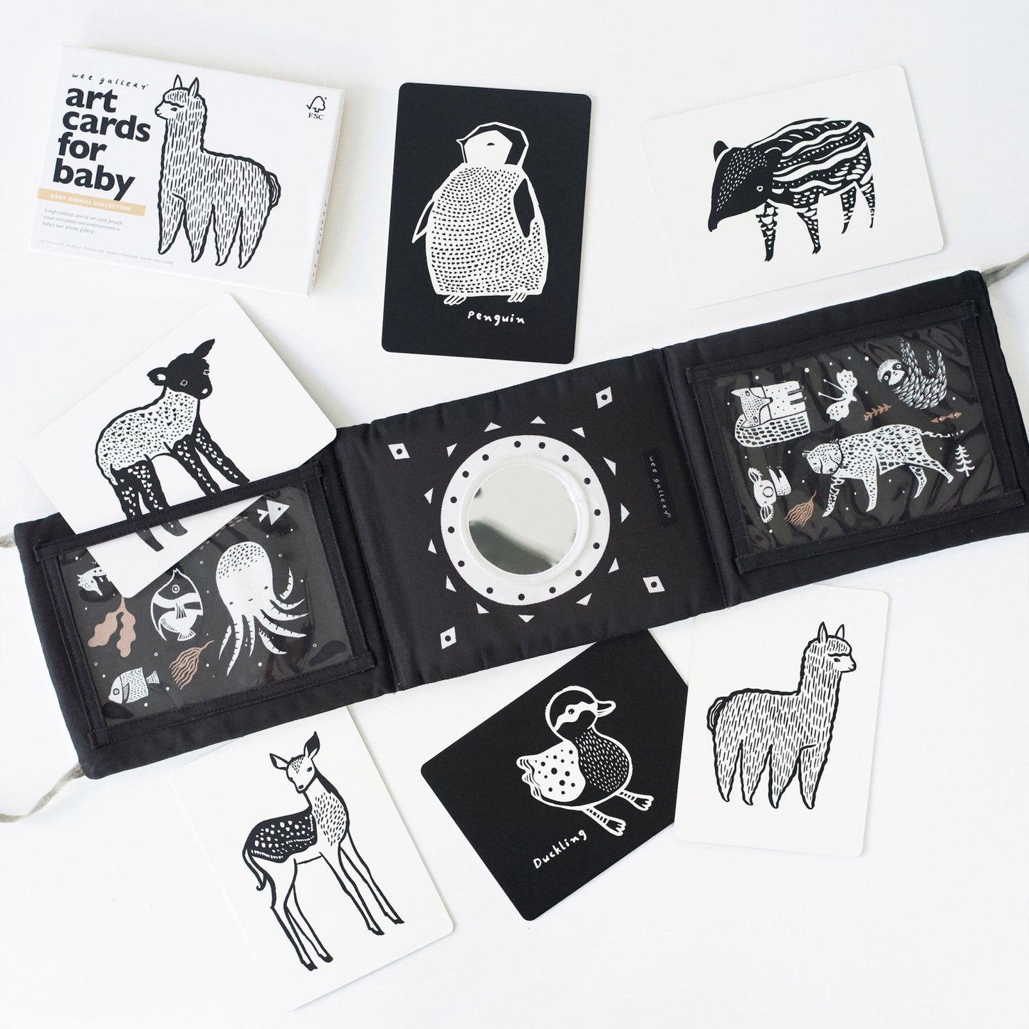 Baby Tummy Time Gallery with Mirror Bundle - Chickadees Wooden Toys