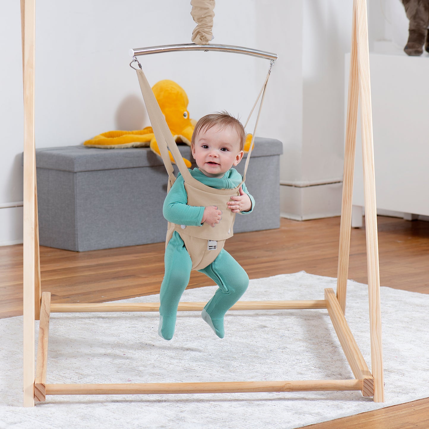 Tulip Foldable Baby Bouncer with Safety Harness | Lightweight & Portable Infant Seat - Chickadees Wooden Toys