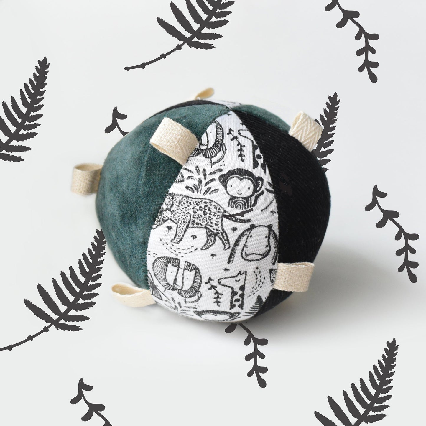 Taggy Ball with Rattle - Wild - Chickadees Wooden Toys