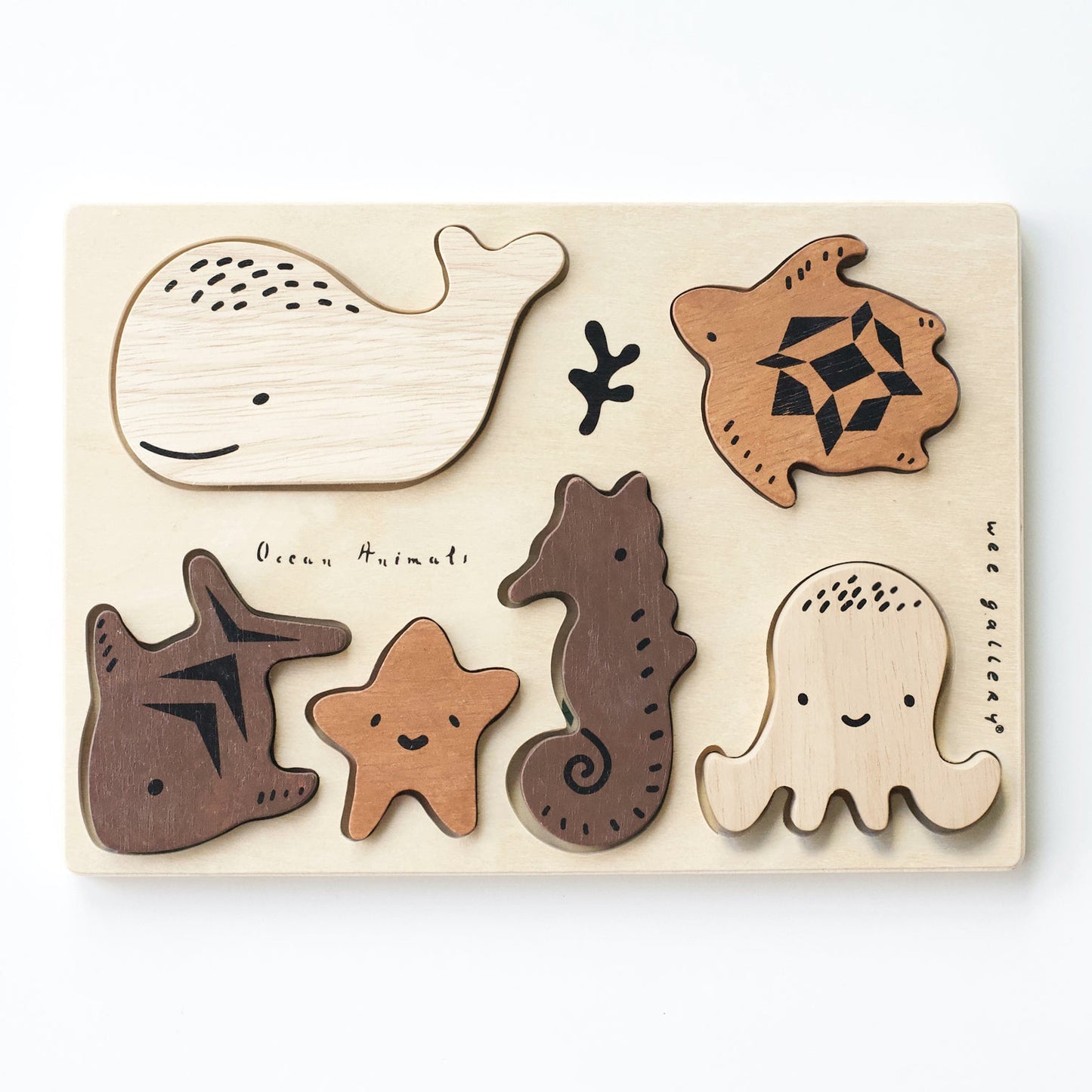 Wooden Tray Puzzle - Ocean Animals - Chickadees Wooden Toys