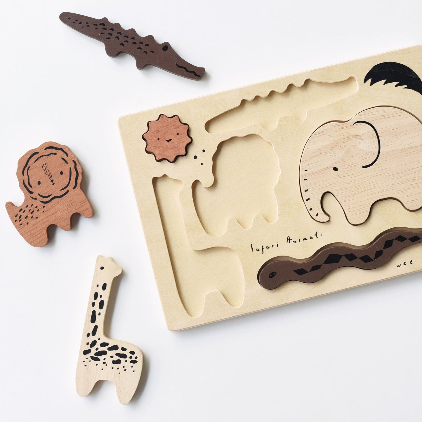 Wooden Tray Puzzle - Safari Animals - Chickadees Wooden Toys