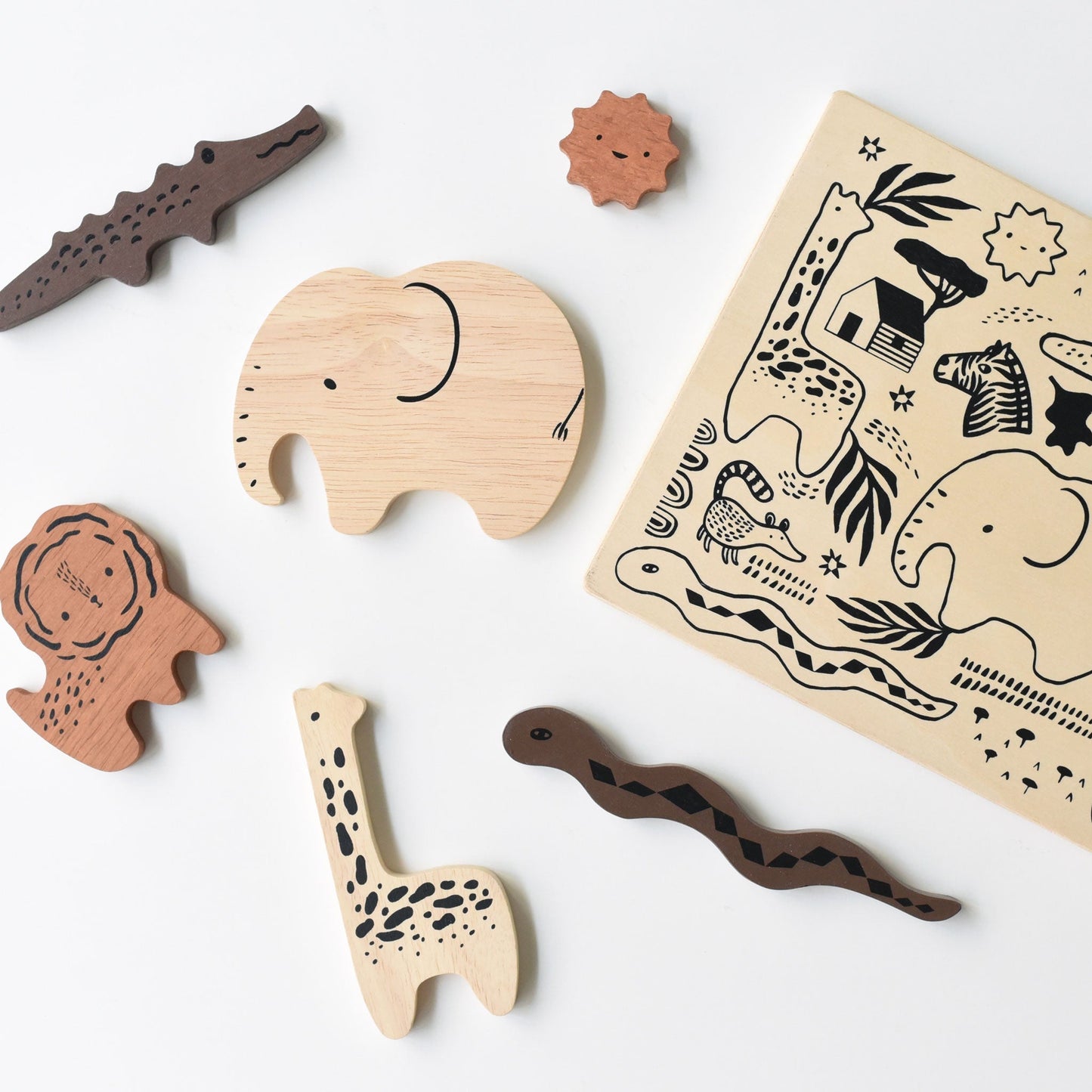 Wooden Tray Puzzle - Safari Animals - Chickadees Wooden Toys