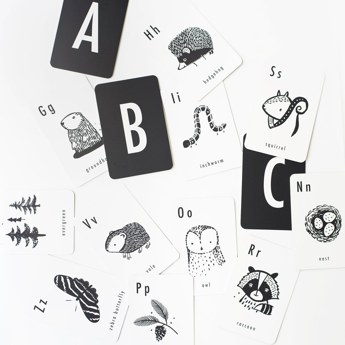 Woodland Alphabet Cards - Chickadees Wooden Toys
