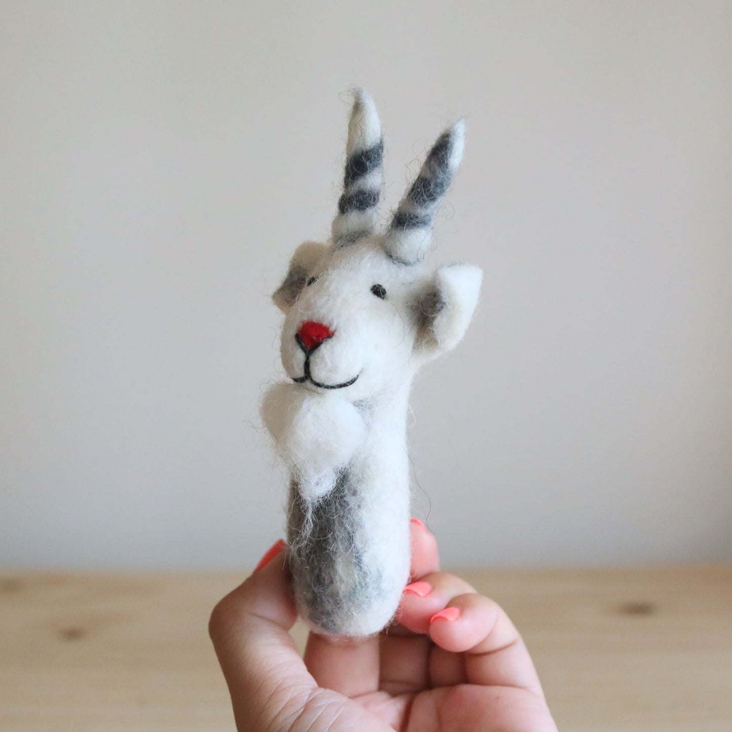 White Goat Finger Puppet - Chickadees Wooden Toys