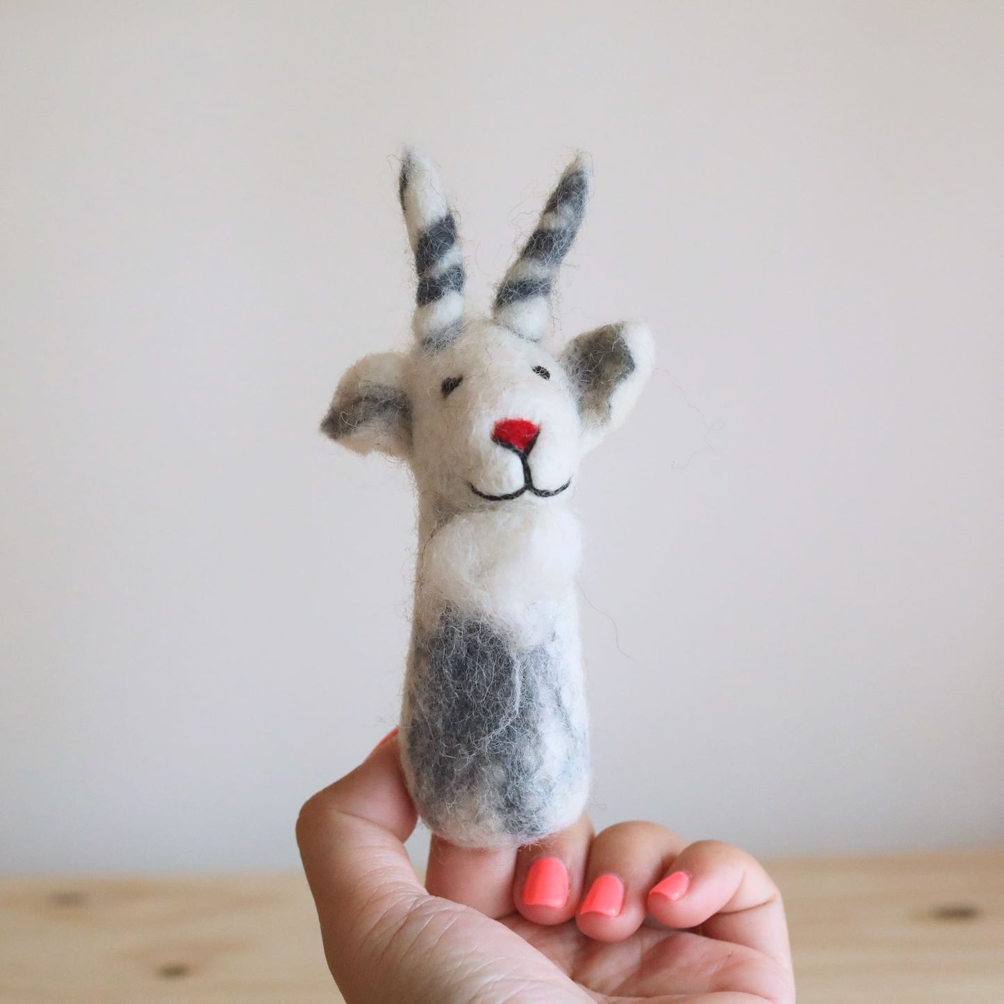 White Goat Finger Puppet - Chickadees Wooden Toys