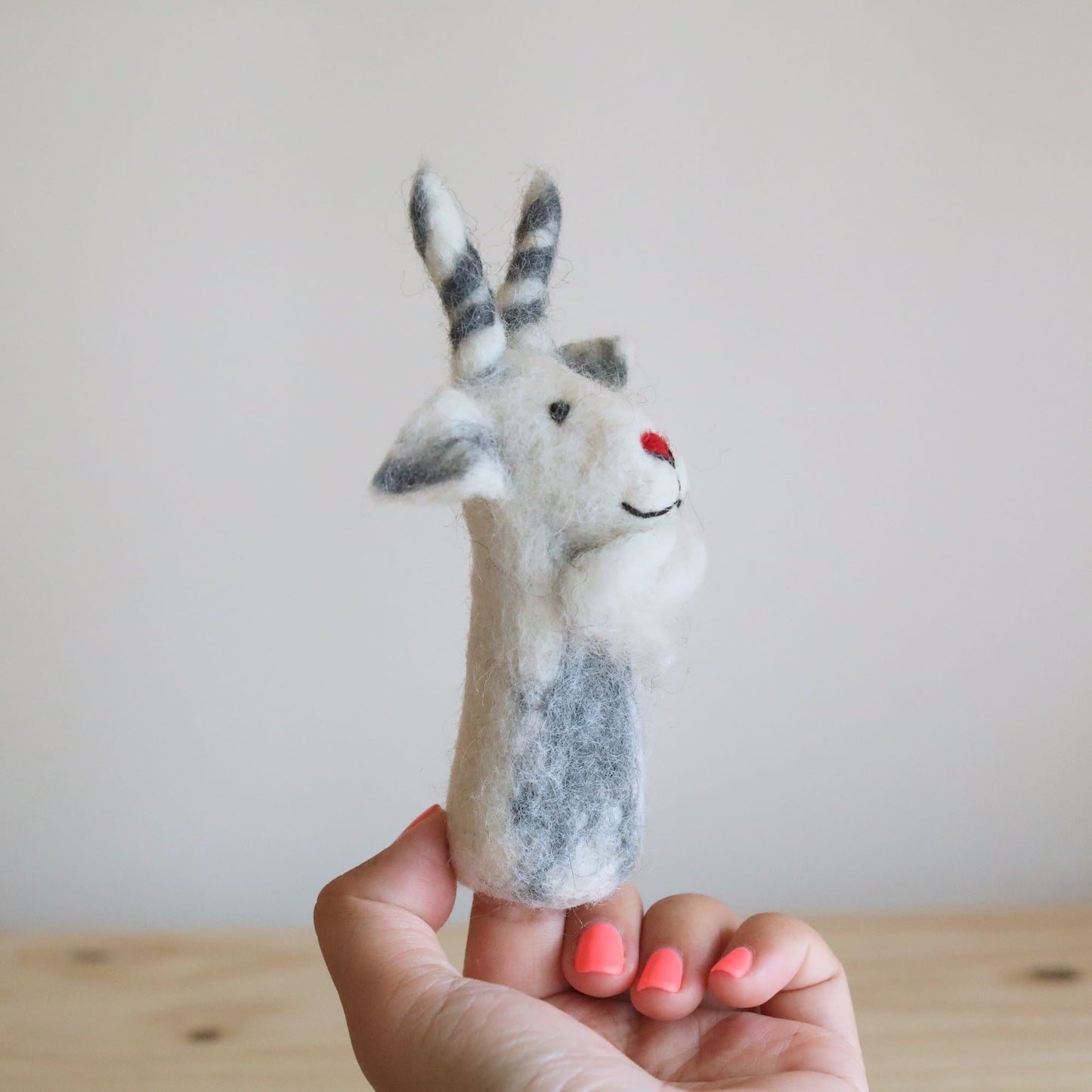 White Goat Finger Puppet - Chickadees Wooden Toys