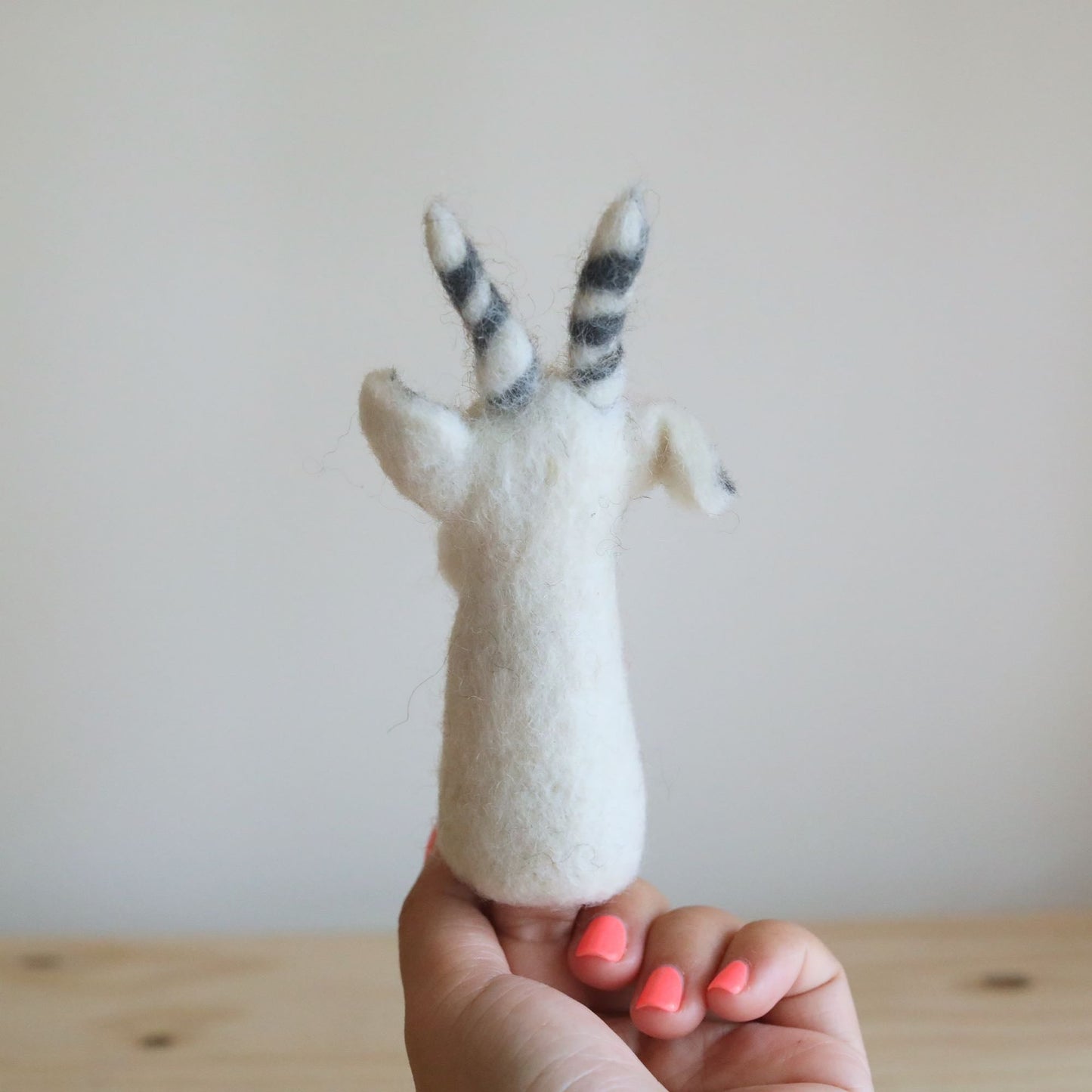 White Goat Finger Puppet - Chickadees Wooden Toys