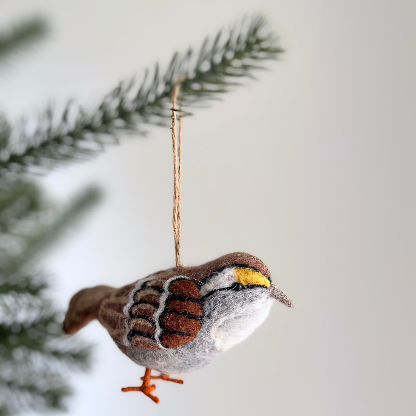 White Throat Sparrow Ornament - Chickadees Wooden Toys