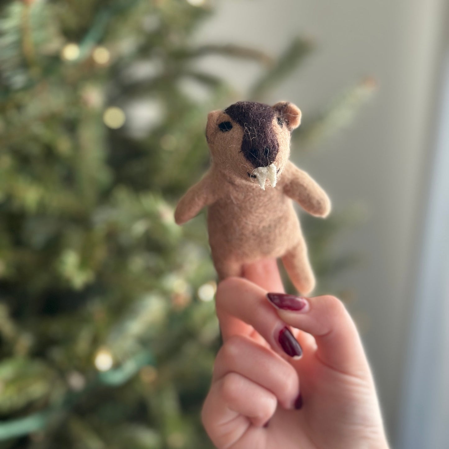 Wombat Finger Puppet - Chickadees Wooden Toys