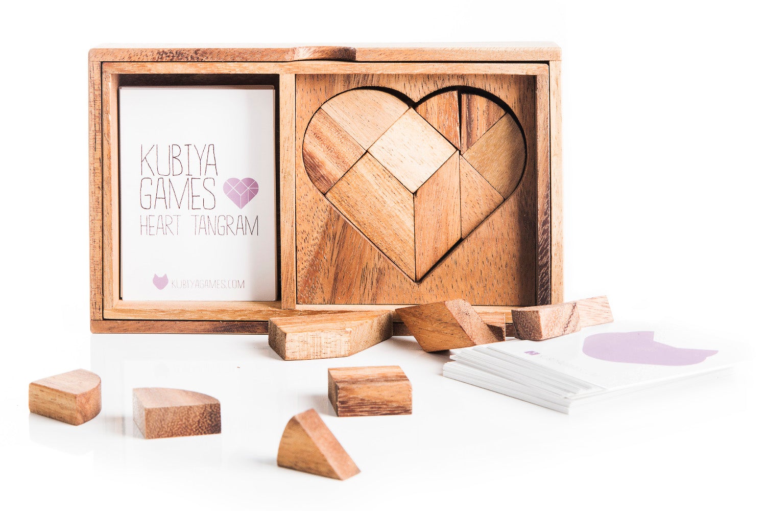 Heart Tangram - two sets with 57 challenge cards - Chickadees Wooden Toys