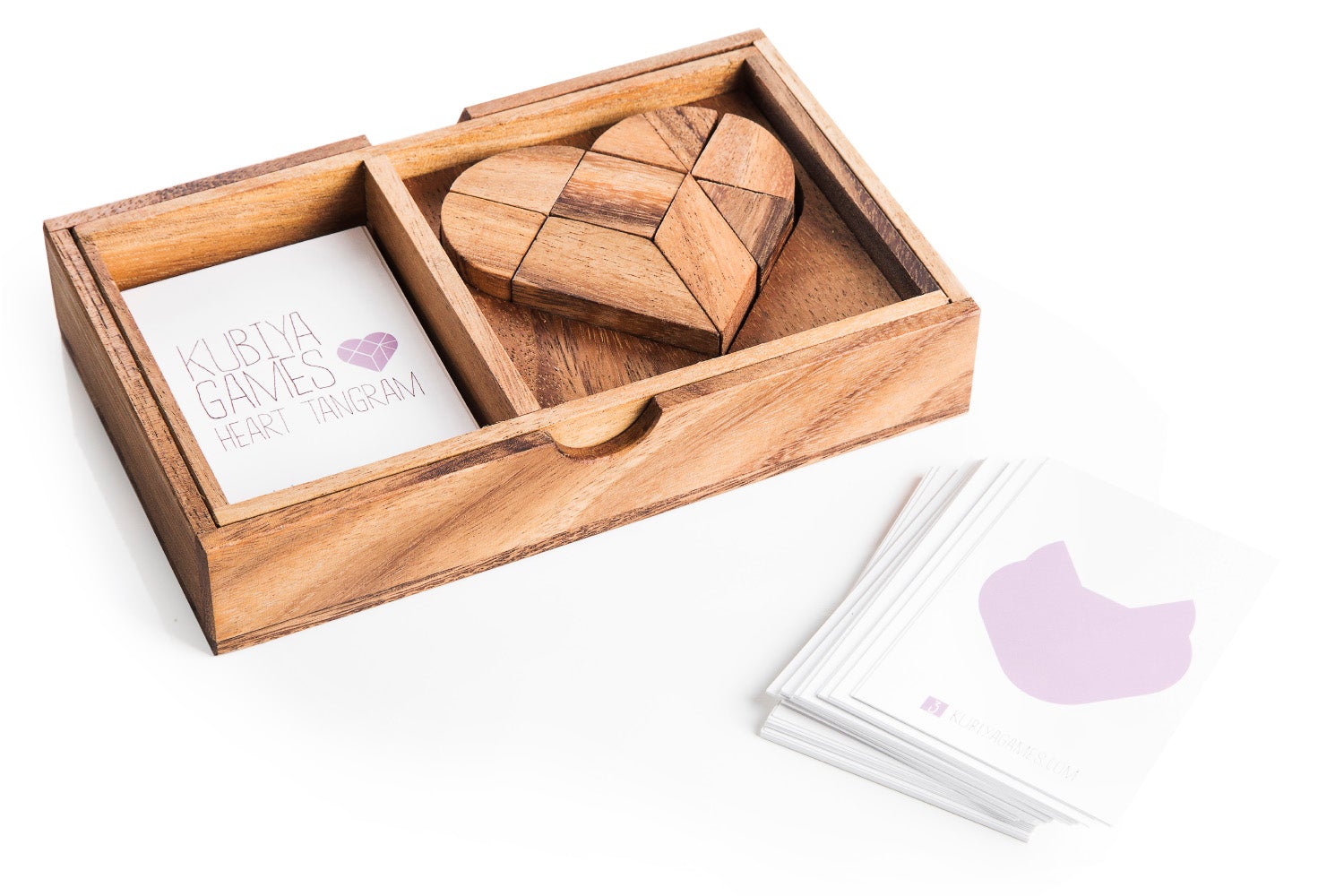 Heart Tangram - two sets with 57 challenge cards - Chickadees Wooden Toys