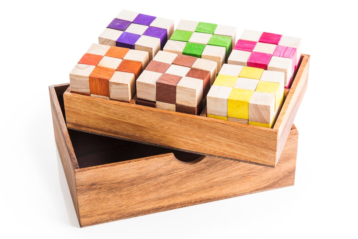 6 Snake Cube - Color Variety Set - Same Configuration - Chickadees Wooden Toys