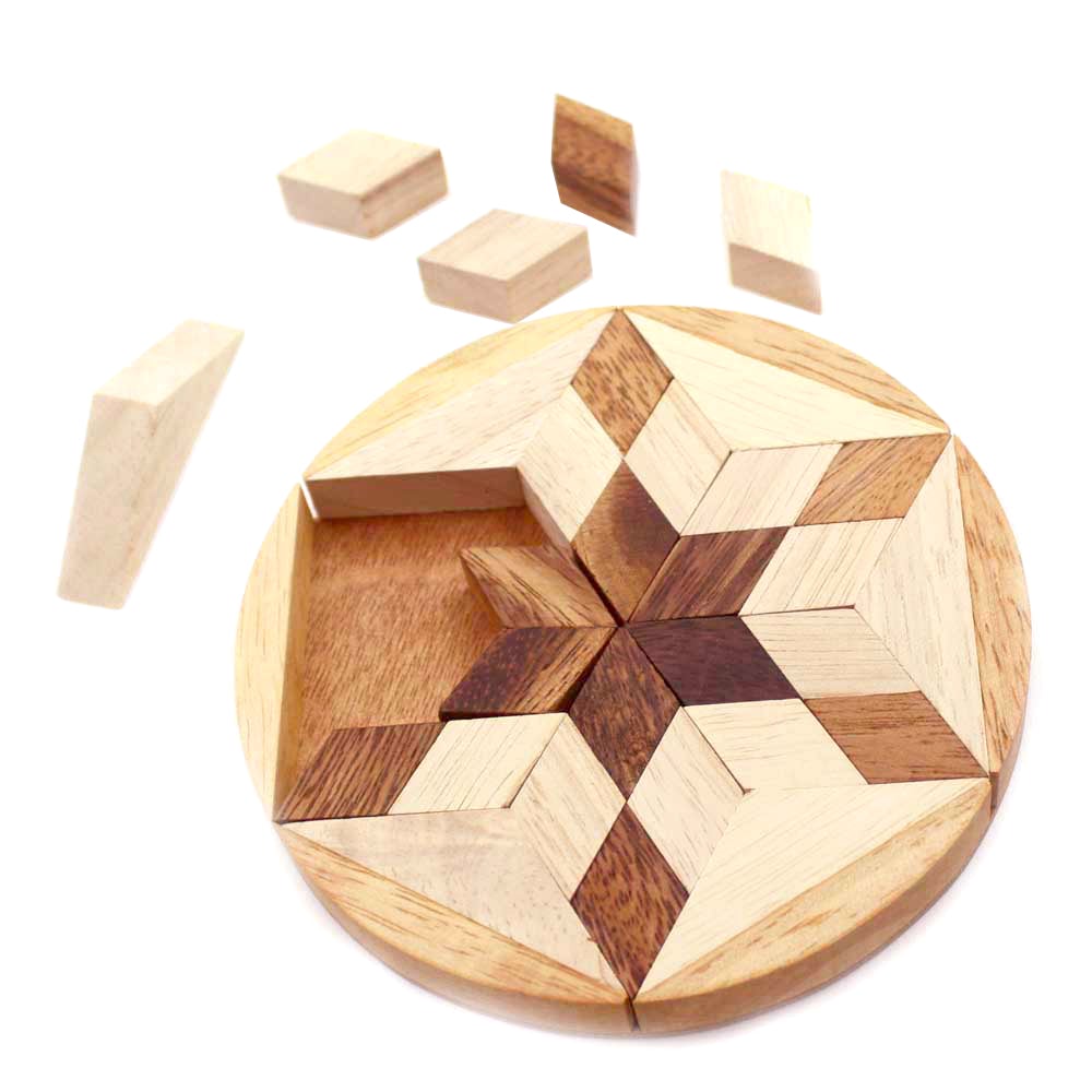 Hexagram Puzzle - Chickadees Wooden Toys