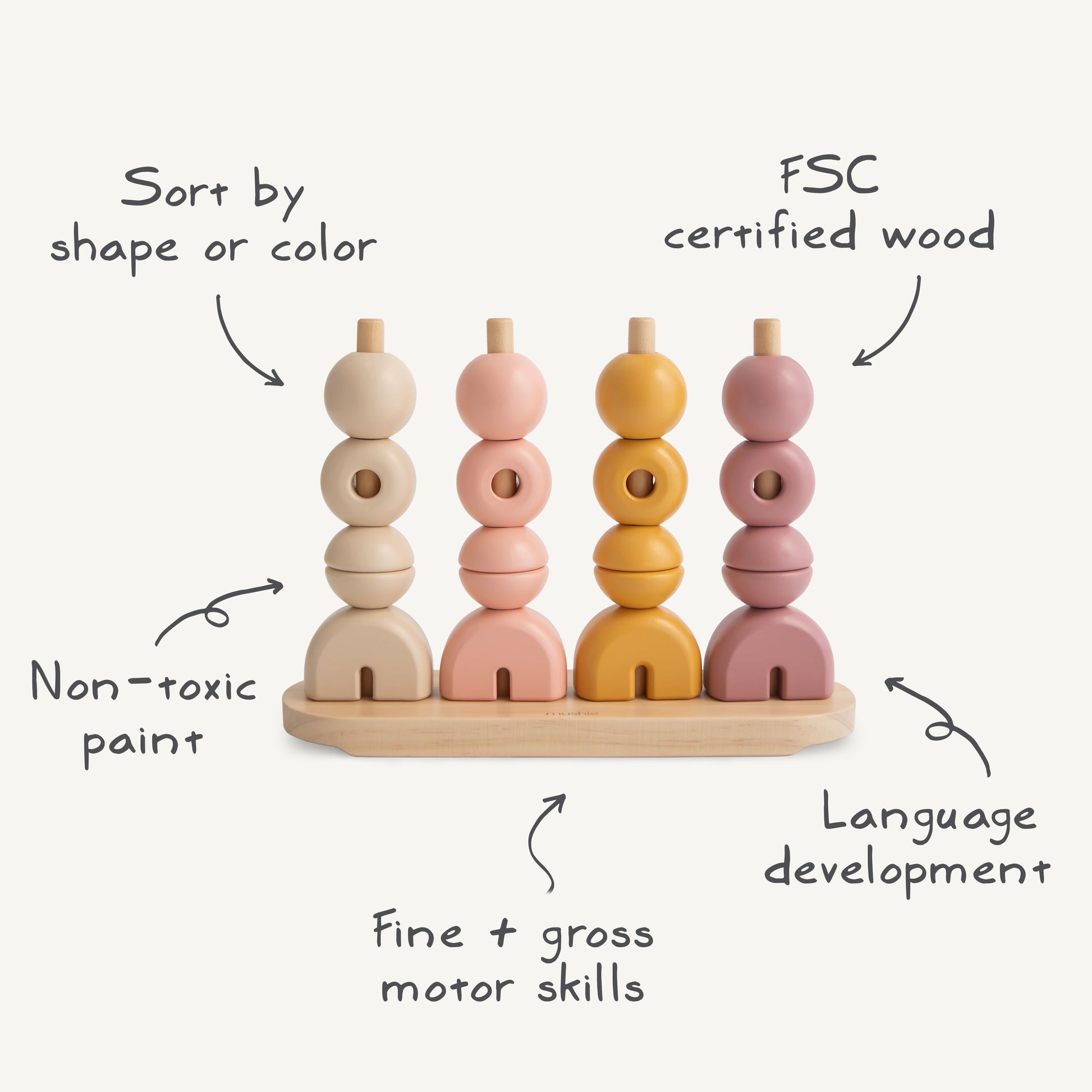 Wooden Multi Shape Stacker - Chickadees Wooden Toys