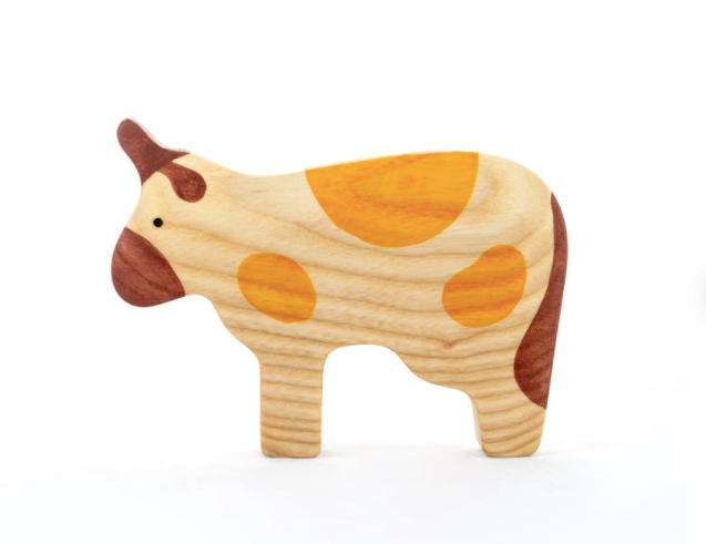 Wooden Cow Figurine