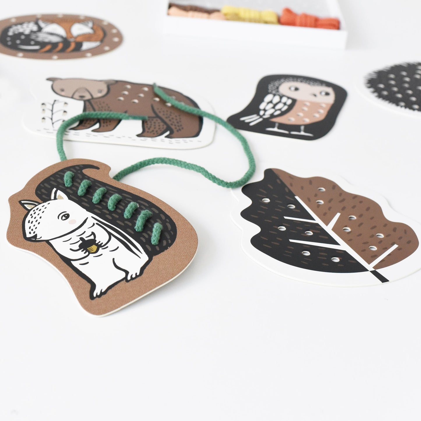 Lacing Cards - Woodland Animals - Chickadees Wooden Toys