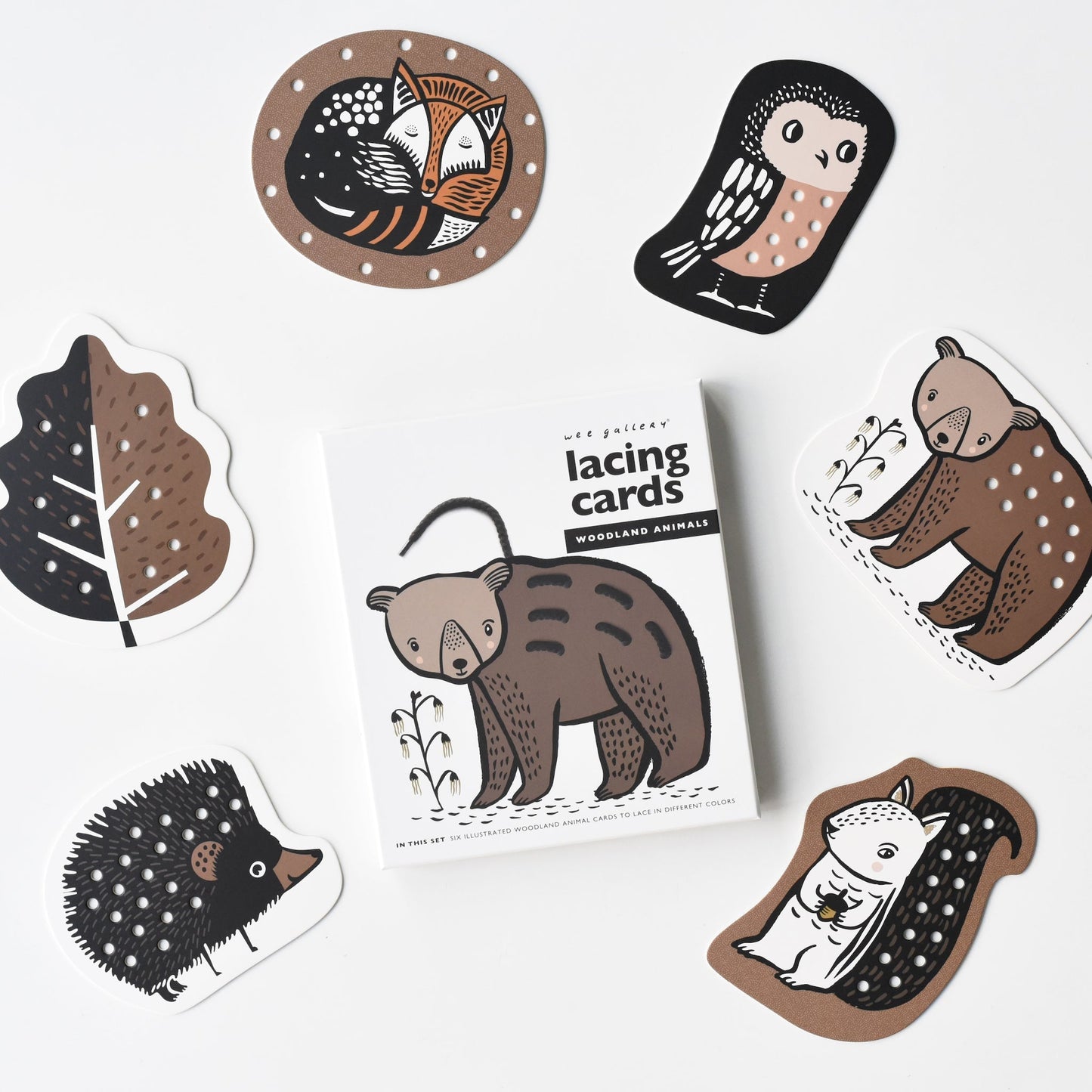 Lacing Cards - Woodland Animals - Chickadees Wooden Toys