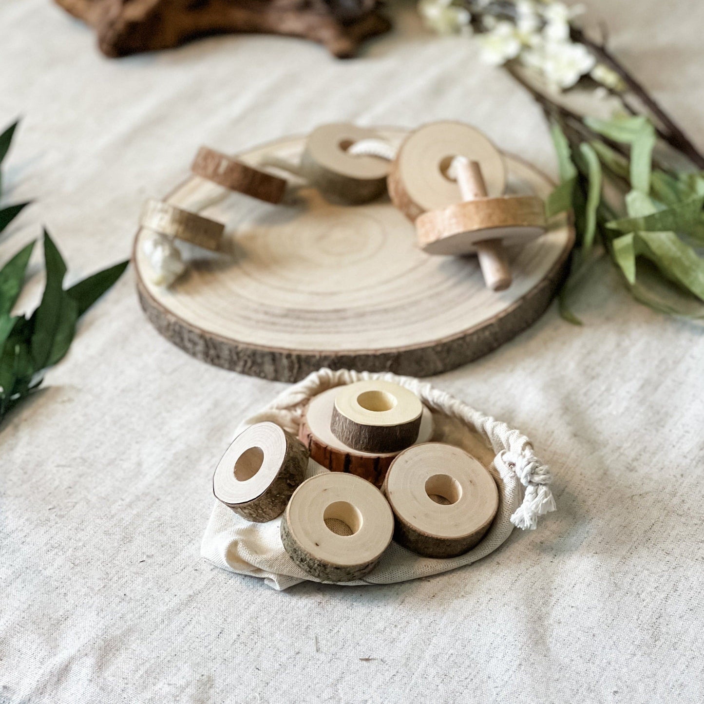 Chunky Wood Disc Lacing Set - Chickadees Wooden Toys