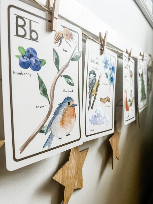 Nature Alphabet Flashcards - Chickadees Wooden Toys